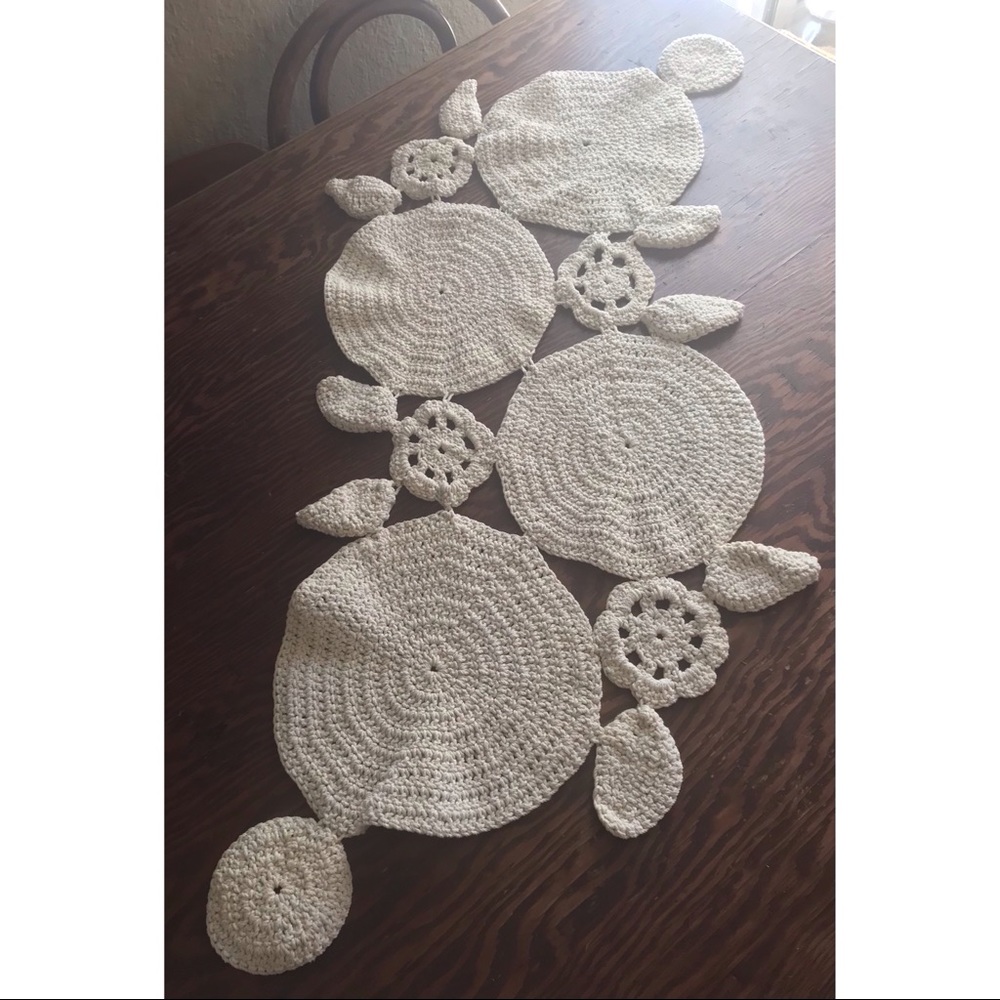 Vintage boho crochet knitted table runner bohemian